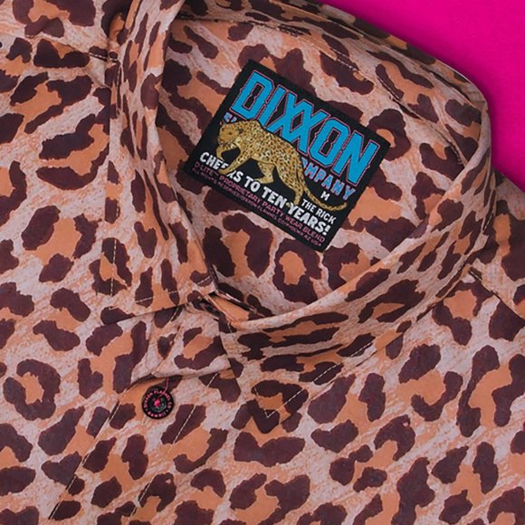 NWT Dixxon Flannel The Rick Leopard Animal Print Short Sleeve Shirt - Picture 2 of 7